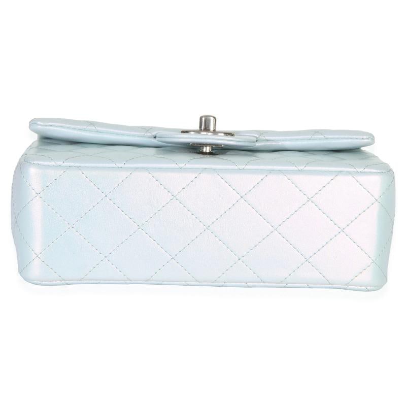 Chanel Blue Iridescent Quilted Goatskin Rectangular Mini Flap - 9