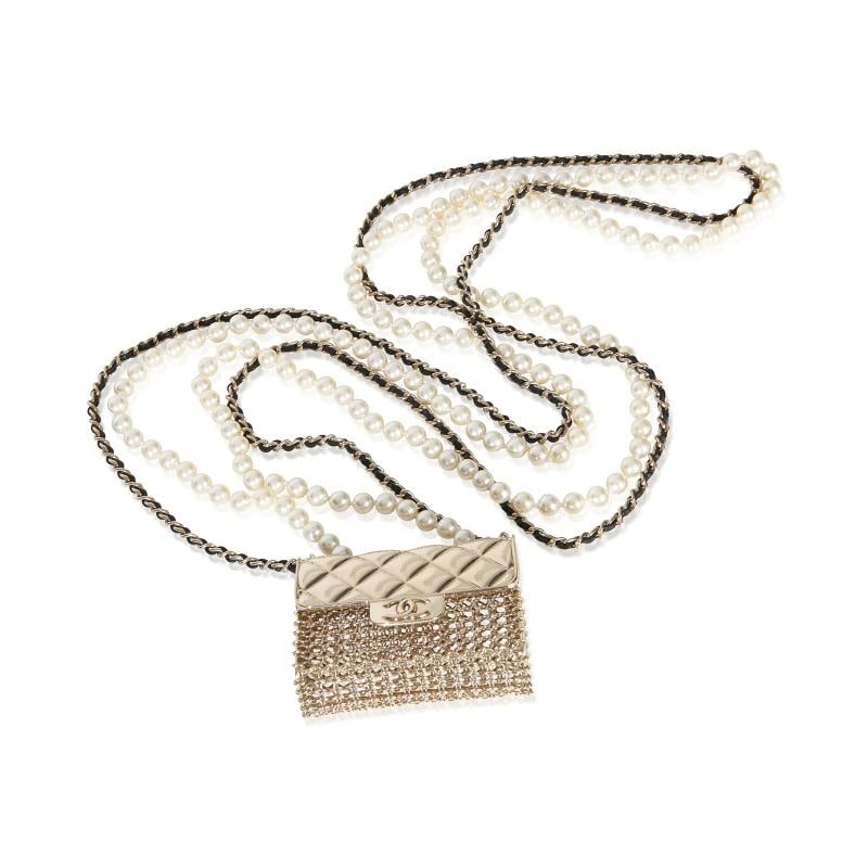Chanel Gold-Plated 2022 Runway Flap Bag Necklace - 3