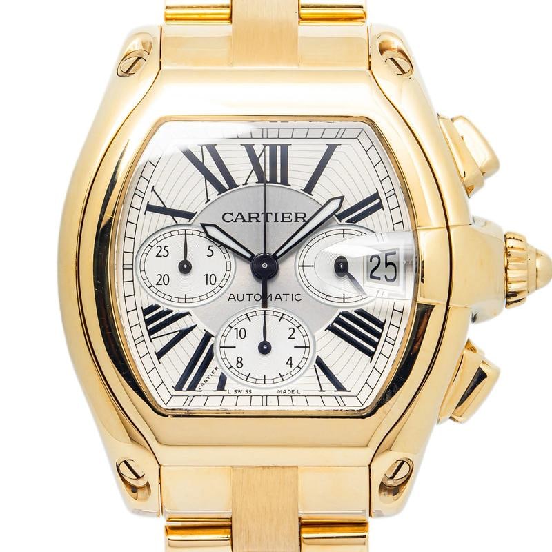 Cartier Roadster W62021Y2 2003 Completed 18K YG Silver Dial Men's Watch 43mm - 2