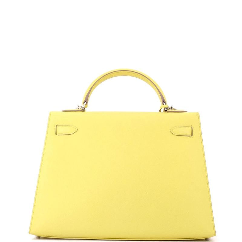 Hermes Kelly Handbag Yellow Epsom with Palladium Hardware 32 - 3