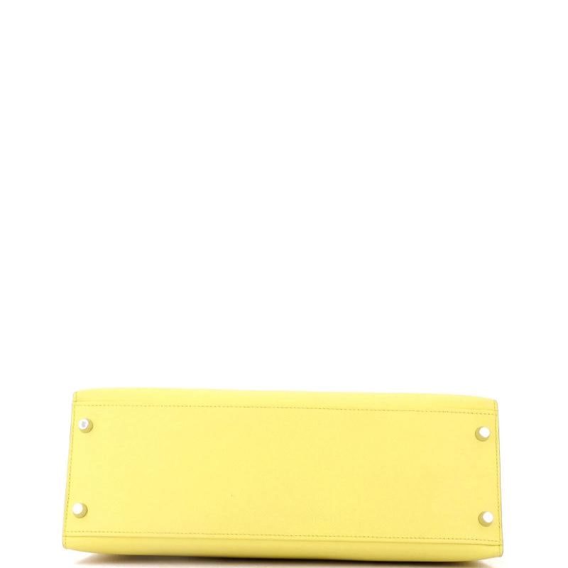 Hermes Kelly Handbag Yellow Epsom with Palladium Hardware 32 - 4