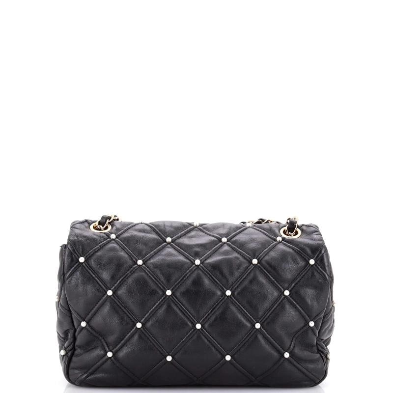 Chanel CC Flap Bag Pearl Studded Quilted Lambskin Medium - 3