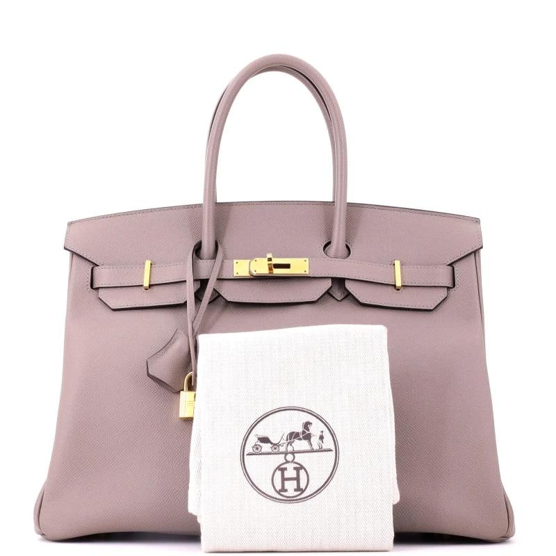 Hermes Birkin Handbag Grey Epsom with Gold Hardware 35 - 2