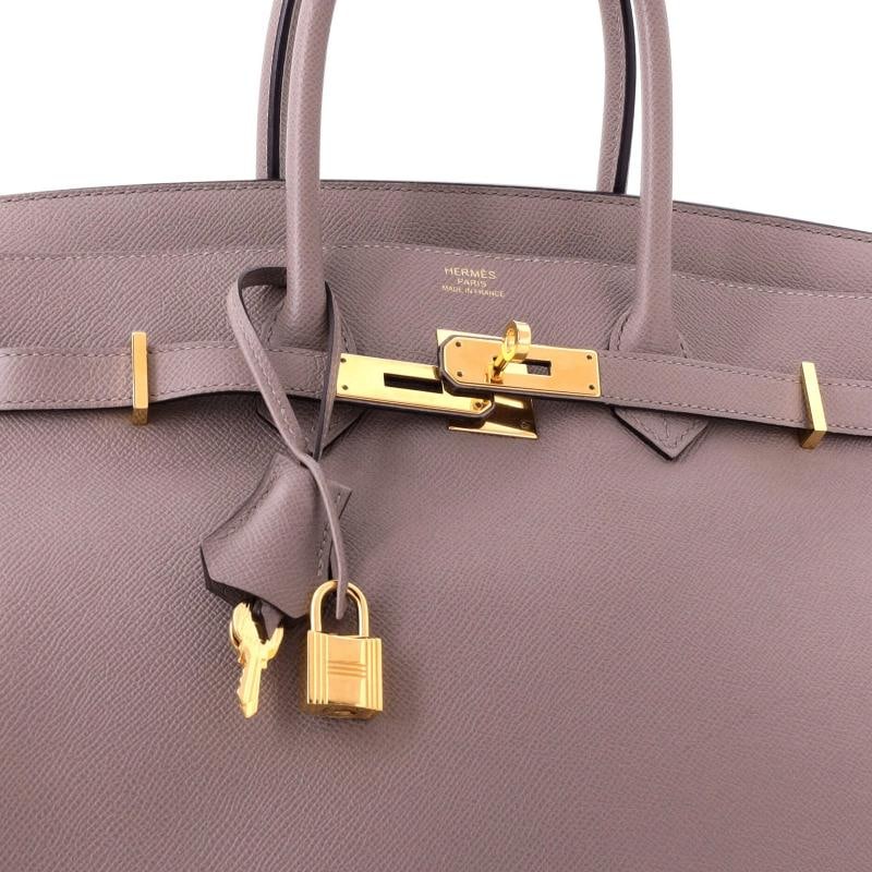 Hermes Birkin Handbag Grey Epsom with Gold Hardware 35 - 7