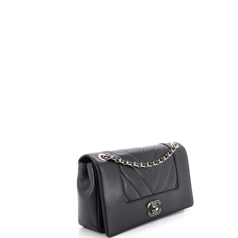 Chanel Mademoiselle Vintage Flap Bag Chevron Sheepskin Large - 2