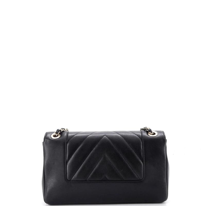 Chanel Mademoiselle Vintage Flap Bag Chevron Sheepskin Large - 3