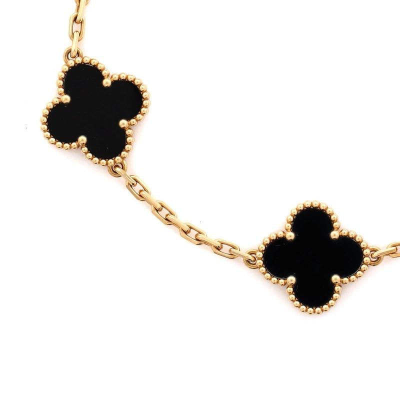 Van Cleef & Arpels Vintage Alhambra 5 Motifs Bracelet 18K Yellow Gold and Onyx - 3