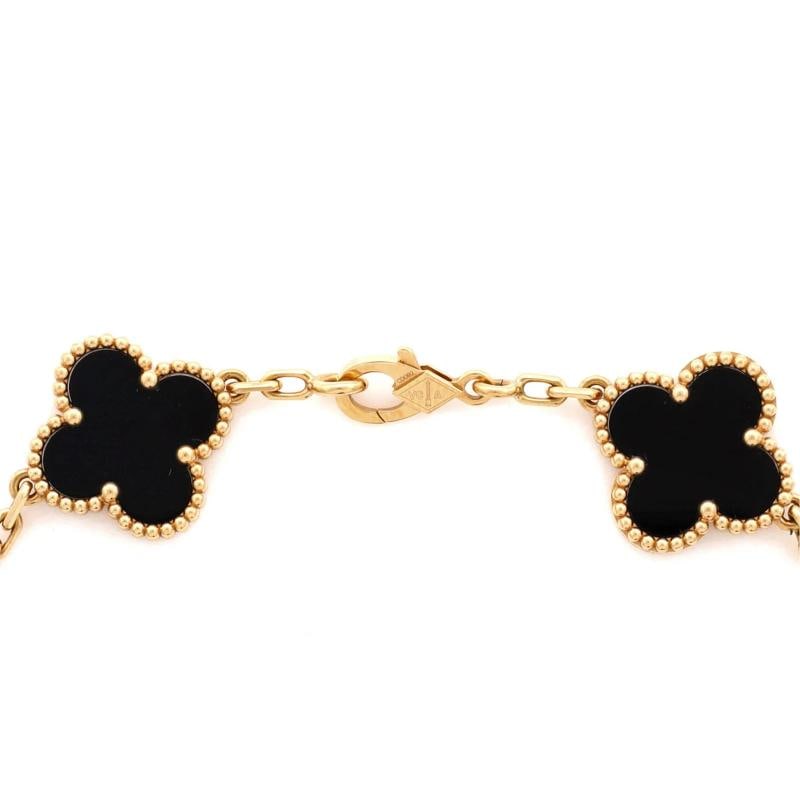 Van Cleef & Arpels Vintage Alhambra 5 Motifs Bracelet 18K Yellow Gold and Onyx - 4