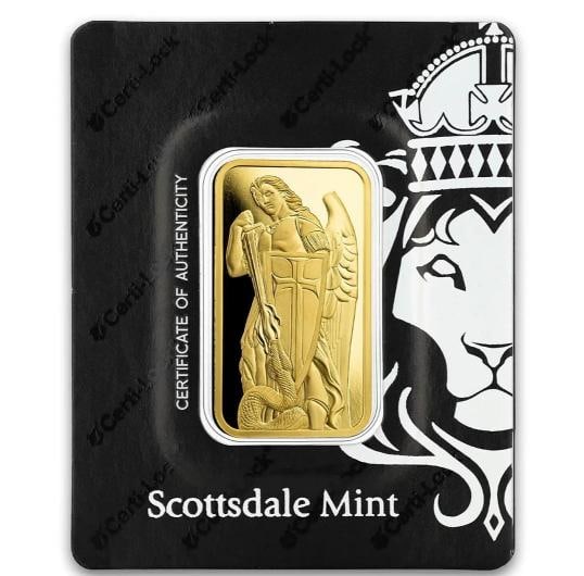 1 oz Gold Bar - Scottsdale Mint Archangel .9999 Gold Bar (in Certi-LockÃ‚Â®) #A - 2