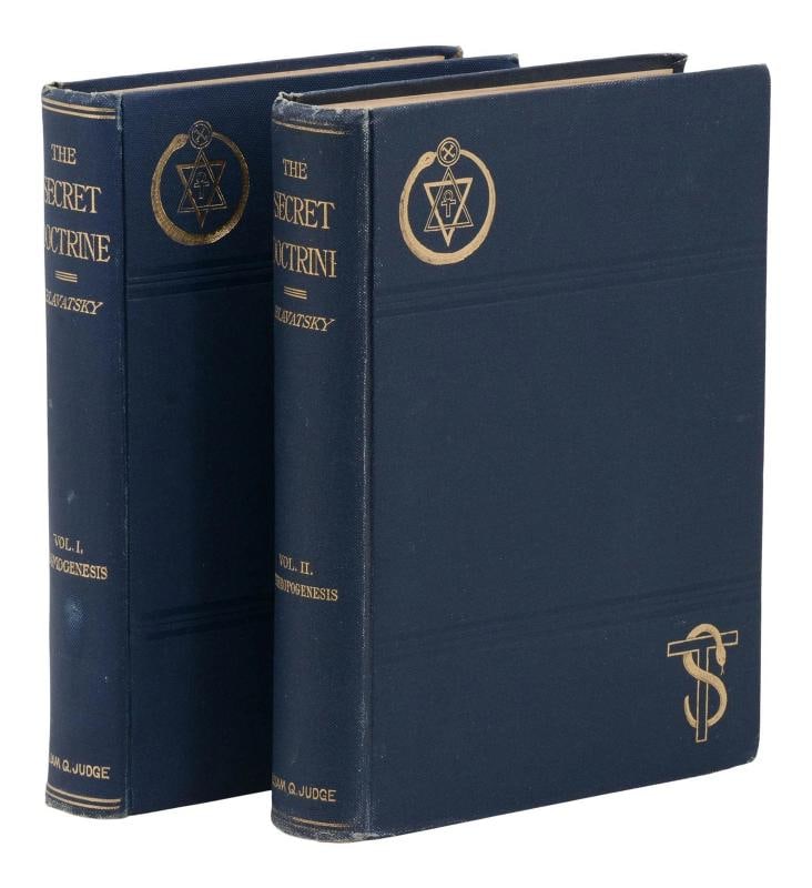 The Secret Doctrine ~ by HELENA BLAVATSKY ~ First Edition ~ 1st Printing 1888: First edition, first printing London & New York: The Theosophical Publishing Company; William Q. Judge, 1888. First edition, first printing. Two volumes, British sheets with American publisher's (Judg
