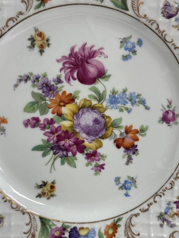 Set 13 VTG Schumann Bavaria Empress Dresden Flowers 11" LARGE Dinner Plates - 2