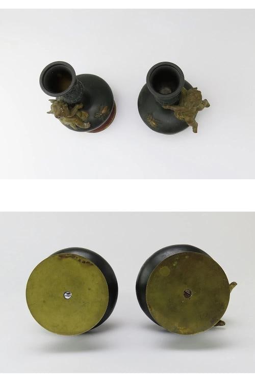 Brilliant Pair French Bronze Cherubs Bud Vases Auguste Moreau 1880s Marble Vase - 8