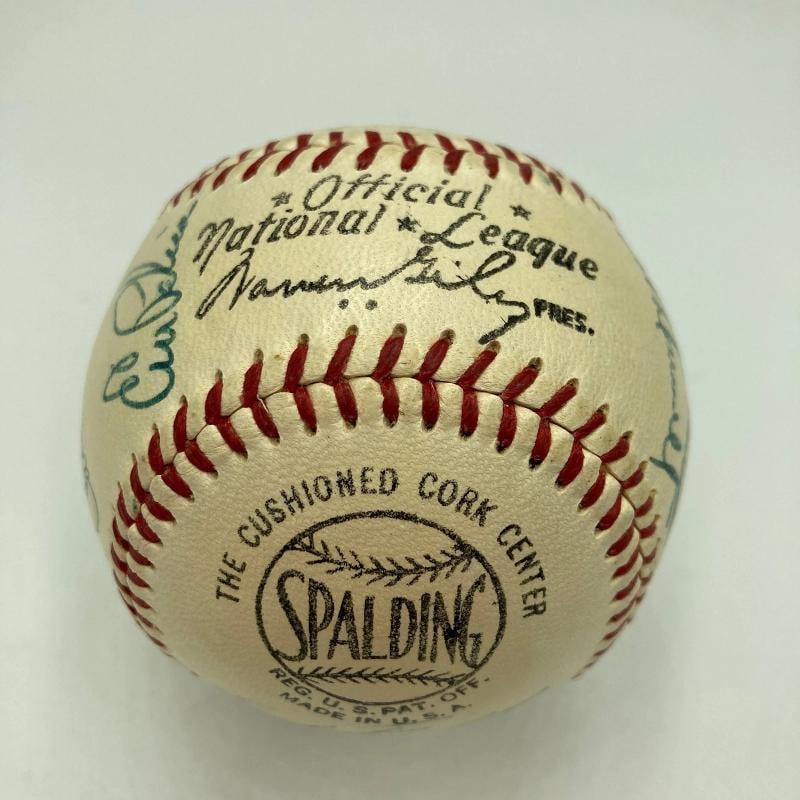 Jackie Robinson 1954 Brooklyn Dodgers Team Signed Baseball PSA DNA - 8