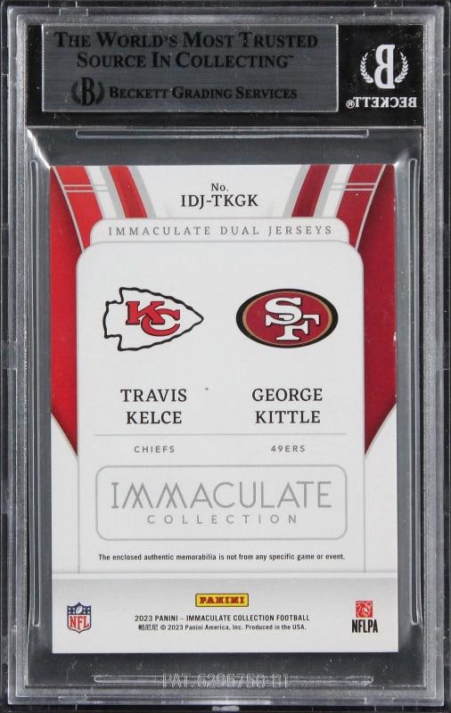 Kelce & Kittle Signed 2023 Immaculate Collection DJ #8 18/49 Card BAS Slabbed - 2