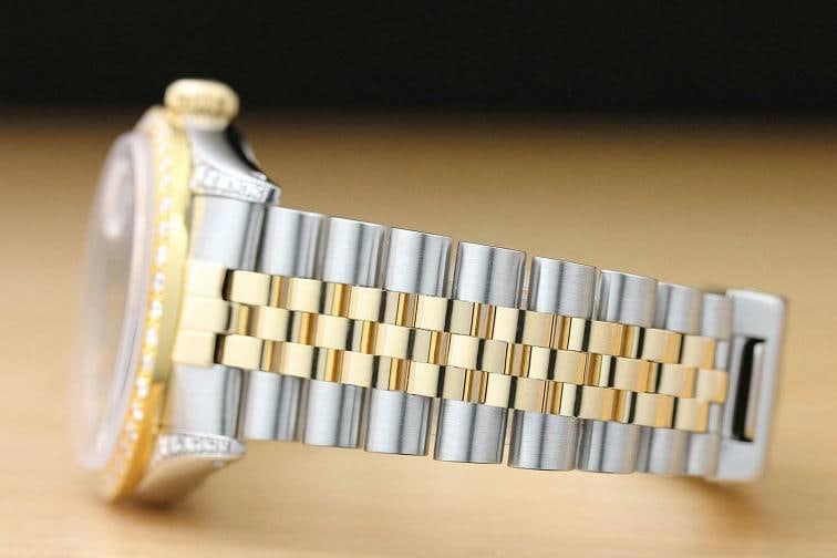 ROLEX MENS DATEJUST 16013 18K YELLOW GOLD DIAMOND STAINLESS STEEL BLUE WATCH - 5