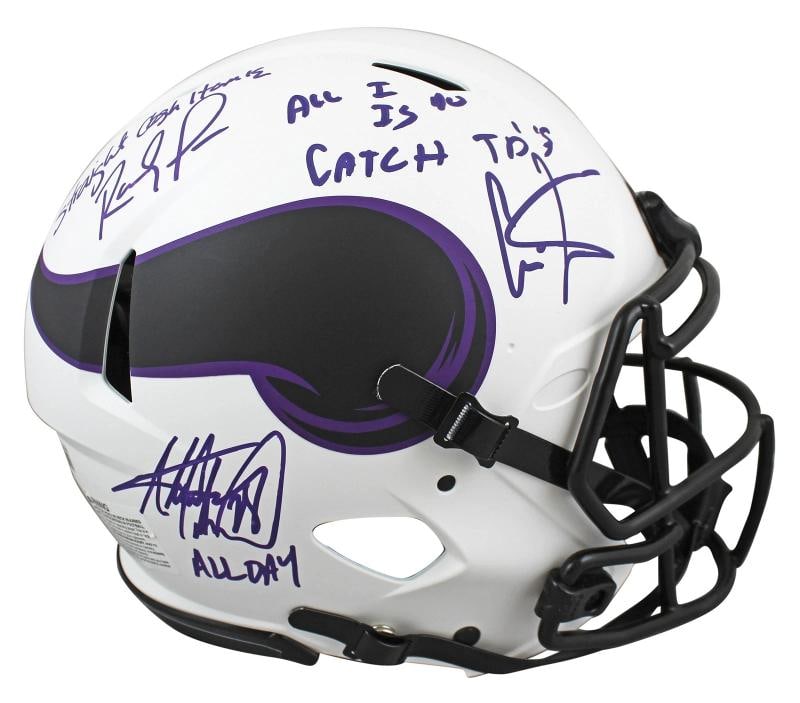 Vikings (3) Moss, Carter & Peterson Signed Lunar F/S Speed Proline Helmet BAS - 2
