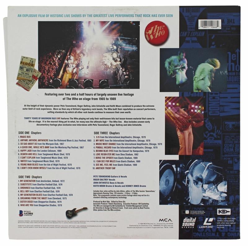 The Who (3) Daltrey, Townshend & Entwistle Signed Laserdisc Cover BAS #A42884 - 5