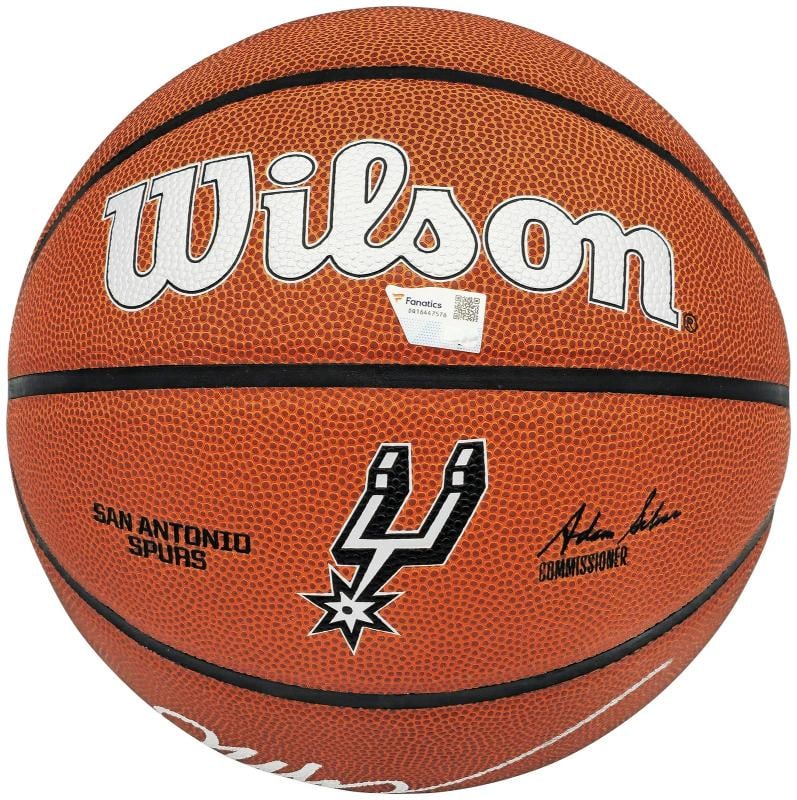Victor Wembanyama Signed Composite Leather Spurs Logo Basketball Fanatics Holo - 3