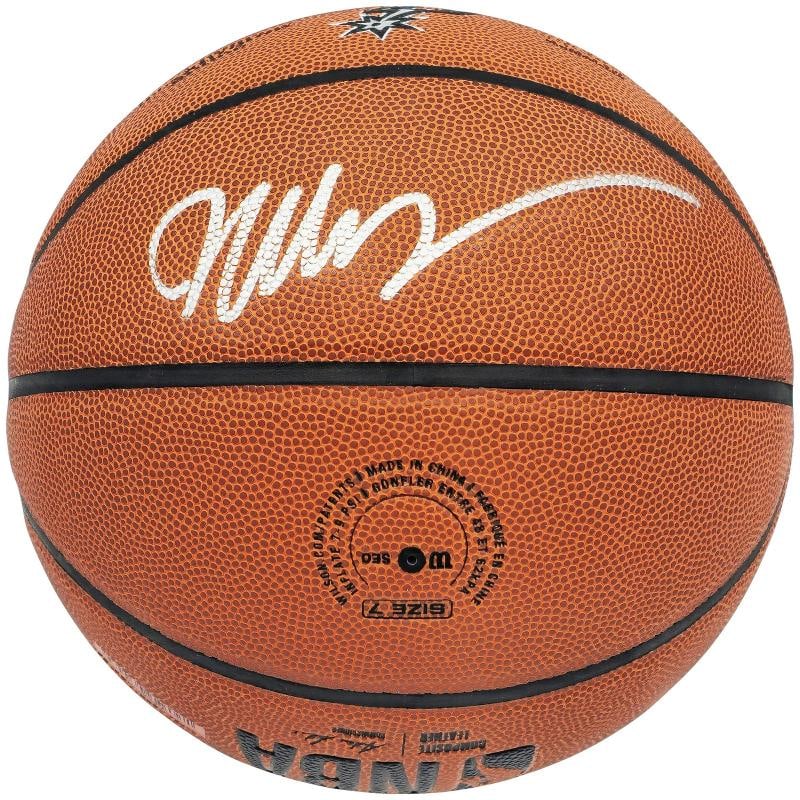Victor Wembanyama Signed Composite Leather Spurs Logo Basketball Fanatics Holo - 6
