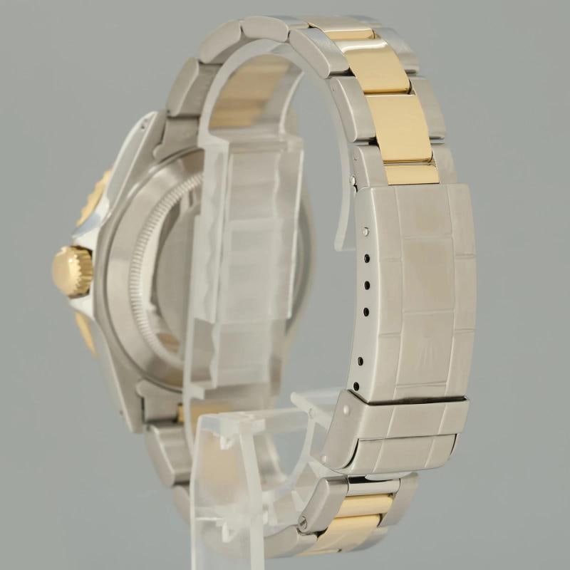 MINT Rolex Submariner 16613 Two Tone Yellow Gold Blue Serti Diamond 40mm Watch - 4
