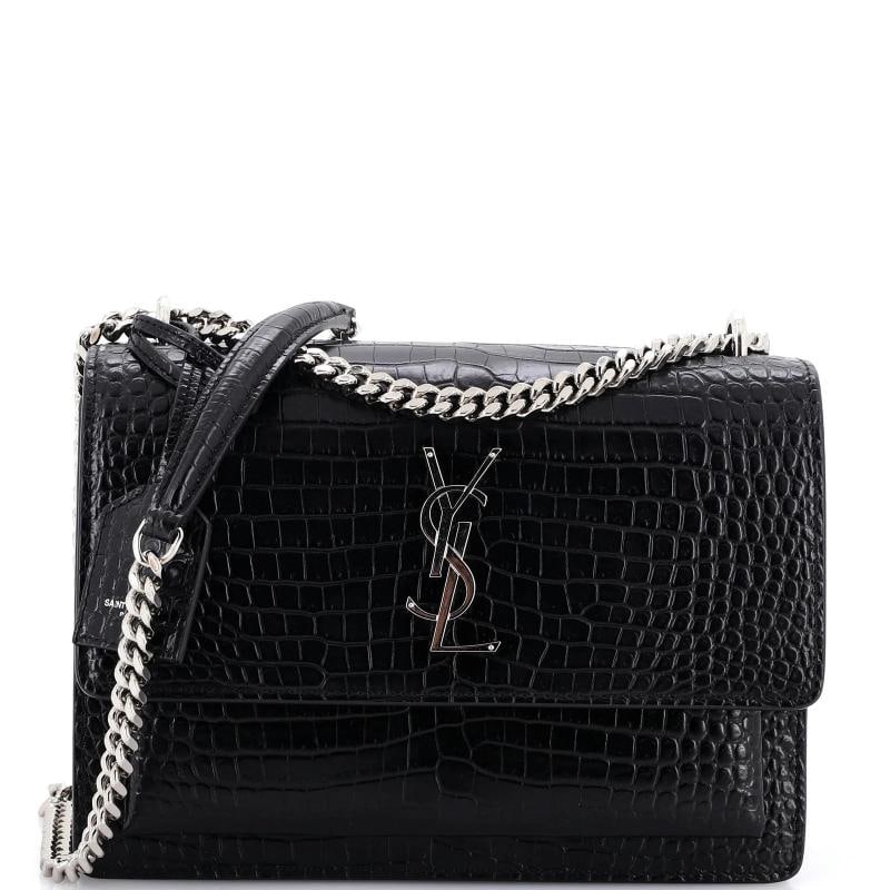 Saint Laurent Sunset Crossbody Bag Crocodile Embossed Leather Medium (1 of 7)