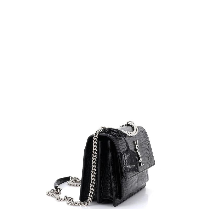 Saint Laurent Sunset Crossbody Bag Crocodile Embossed Leather Medium - 2