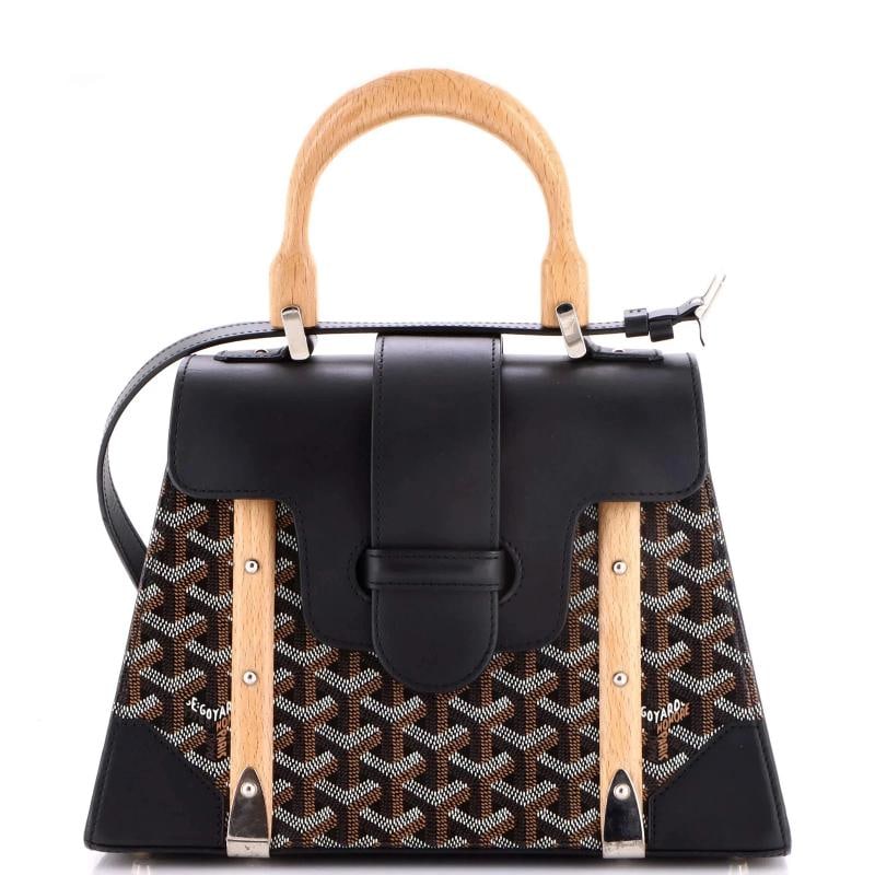 Goyard Saigon Top Handle Bag Coated Canvas with Leather PM: Accessories: With Strap Measurements: Handle Drop 3.5", Height 8", Width 11", Depth 4.5", Strap Drop 20-25". Condition: Pre-owned - Good,Brand: Goyard,Exterior Material: Canvas Coated, Leather,
