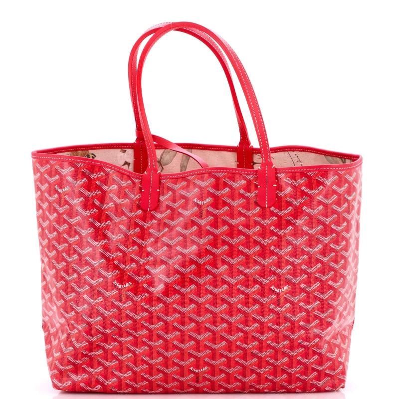 Goyard Saint Louis Reversible Tote Coated Canvas and Printed Canvas PM: Accessories: Dust Bag, Pochette Measurements: Height 11", Width 13.5", Depth 6". Condition: Pre-owned - Excellent,Brand: Goyard,Exterior Material: Canvas Coated,Style: Totes,Exterior Color: Red,Depart