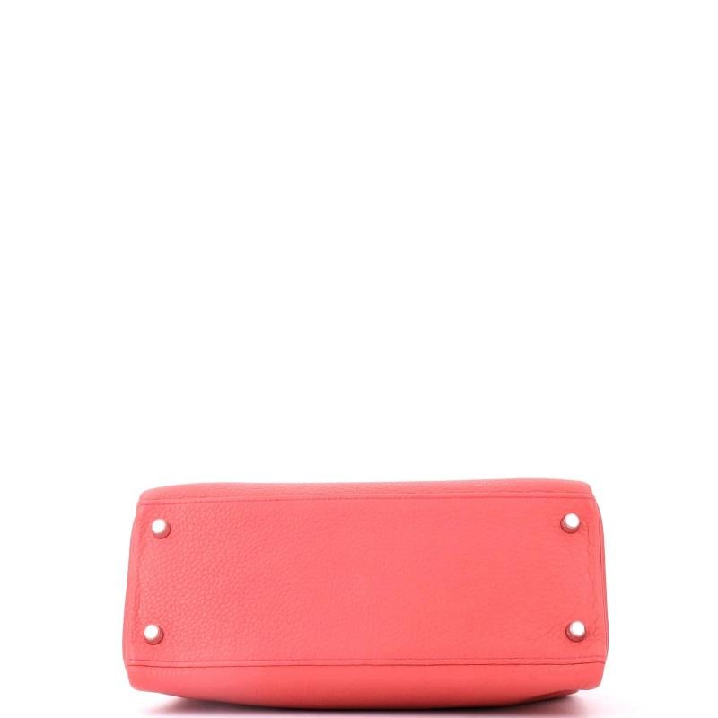 Hermes Kelly Handbag Pink Clemence with Palladium Hardware 28 - 4