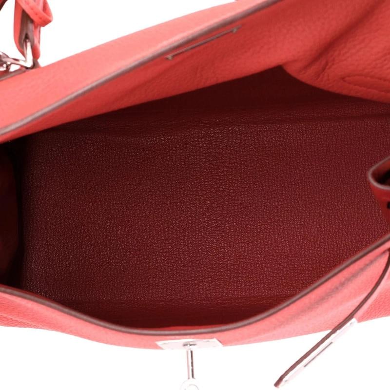 Hermes Kelly Handbag Pink Clemence with Palladium Hardware 28 - 5