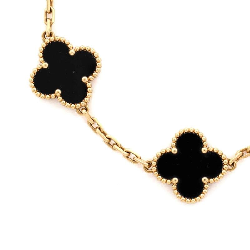 Van Cleef & Arpels Vintage Alhambra 5 Motifs Bracelet 18K Yellow Gold and Onyx - 3