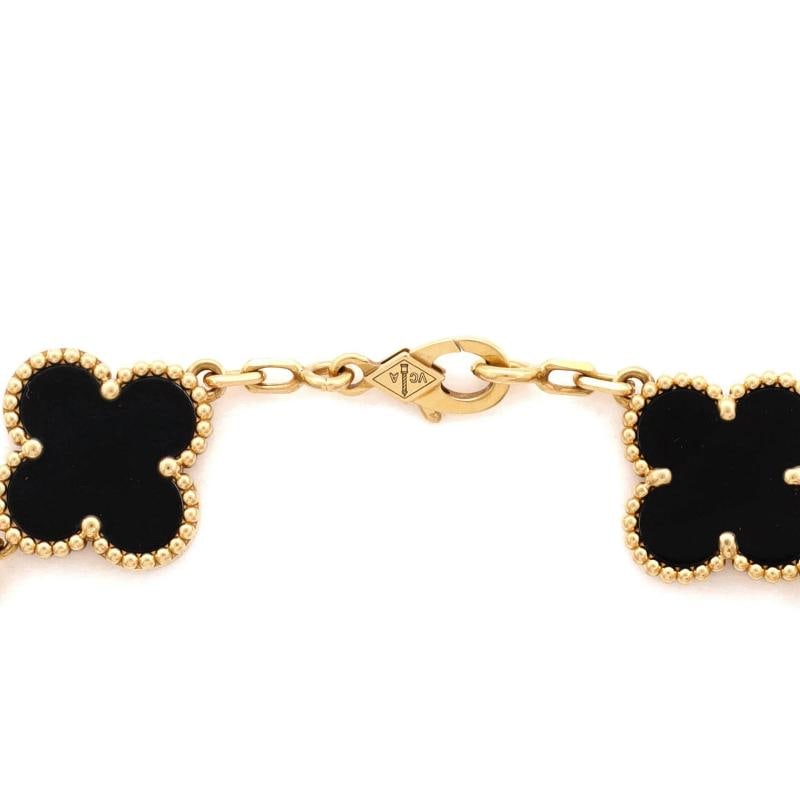 Van Cleef & Arpels Vintage Alhambra 5 Motifs Bracelet 18K Yellow Gold and Onyx - 4