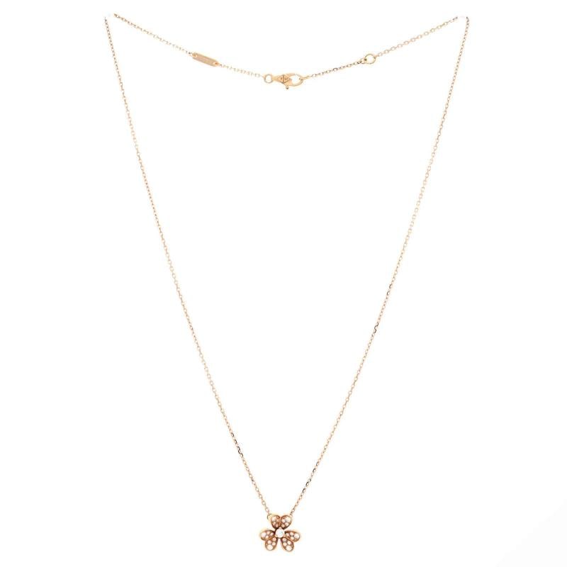 Van Cleef & Arpels Frivole Pendant Necklace 18K Rose Gold with Pave Diamonds - 2
