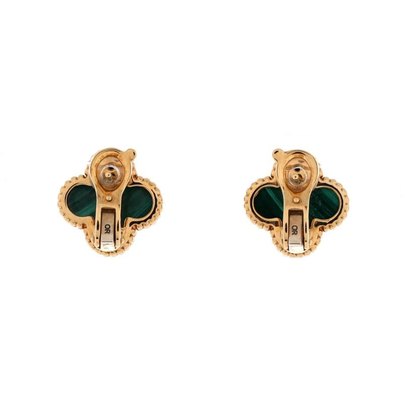 Van Cleef & Arpels Vintage Alhambra Earrings 18K Yellow Gold and Malachite - 4