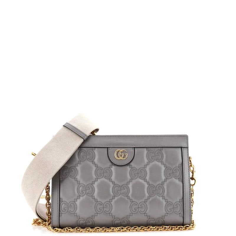 Gucci GG Shoulder Bag GG Matelasse Leather Small: Condition: Pre-owned - Excellent,Brand: Gucci,Exterior Material: Leather,Style: Shoulder Bags,Exterior Color: Gray,Department: Women,Size: Small,Accessories: Extra Strap, With Strap Estimated Retail P