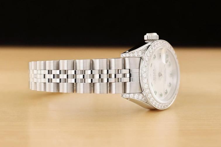 ROLEX DATEJUST 69174 MOTHER OF PEARL TSAVORITE DIAMOND 18K GOLD STEEL WATCH - 7