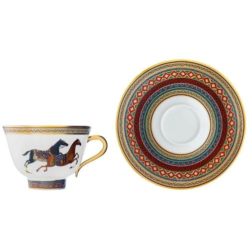 HERMES CHEVAL D'ORIENT PAIR OF NO. 1 TEA CUPS & SAUCERS #P009816P BRAND NIB - 3