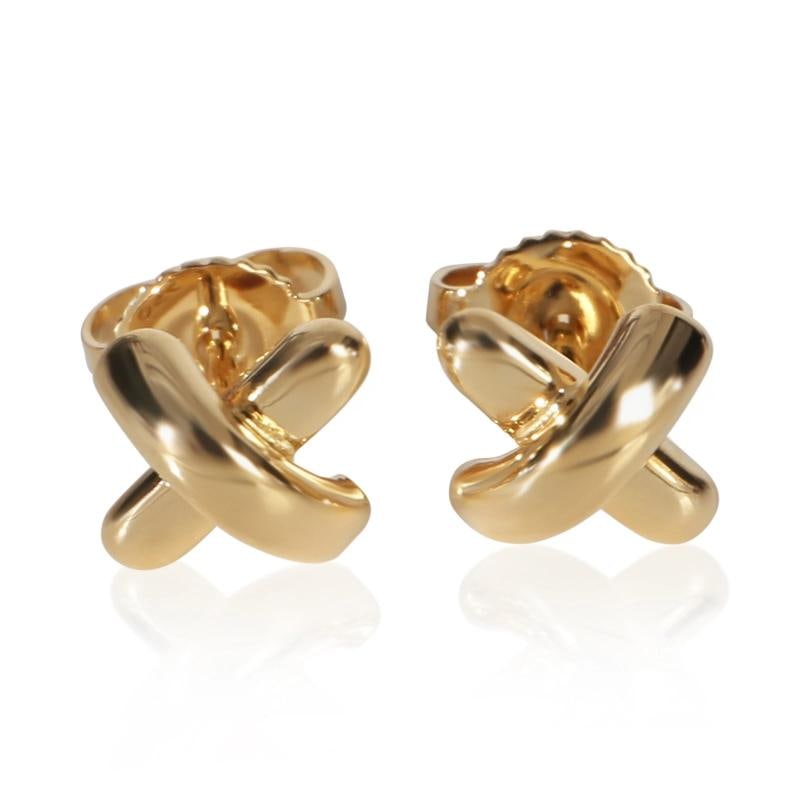 Tiffany & Co. Yellow Gold Vintage X Stud Earrings: Condition: Pre-owned,Item Length: 7.5 mm,Country of Origin: Italy,Side Stone Type: No Stone,Metal Purity: 18k,With Original Box/Packaging: No,With Papers: No,Gross Weight (grams): 2.82,Department: