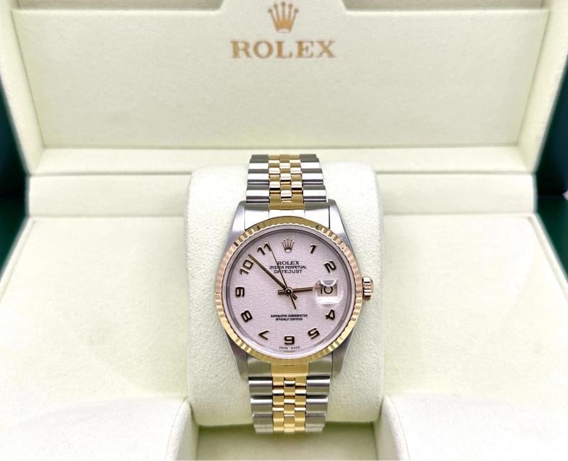 Rolex Datejust 16233 36mm Ivory Jubilee Arabic Dial 18K Gold Steel Box Papers - 3