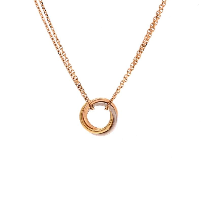 Cartier Trinity Choker Necklace 18K Tricolor Gold: Condition: Pre-owned - Good,Brand: Cartier,Main Stone: Unknown,Metal: 18K Tri Colored Gold,Metal Purity: 18K,Style: Choker,Type: Necklace,Color: Tricolor Gold,Material: 18K Pink Gold, 18K White Gold, 