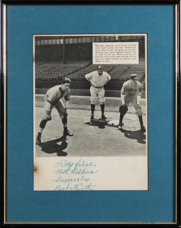 Yankees Babe Ruth "Sincerely" Signed & Framed 8x10.5 Magazine Page BAS (1 of 3)