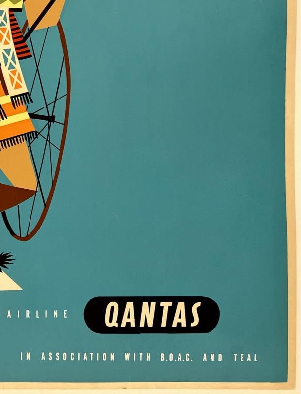 Original Vintage Poster SOUTH AFRICA QANTAS Australia Airline Travel Tourism OL - 5