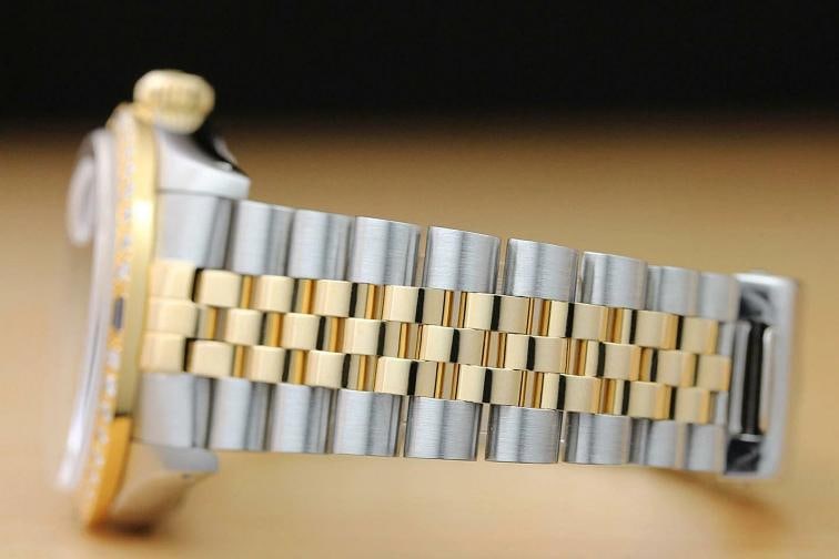 ROLEX MENS DATEJUST 16013 FACTORY DIAMOND DIAL 18K GOLD DIAMOND SAPPHIRE WATCH - 5