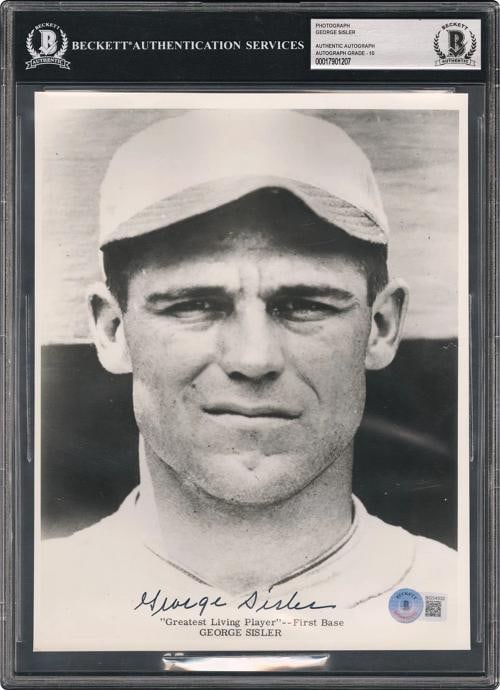 George Sisler Signed 8x10 Photo Beckett Graded 10 GEM MINT Auto: Sport: Baseball,Player: George Sisler,Signed: Yes,Original/Reprint: Original,Autograph Authentication: Beckett Authentication Services (BAS),Product: Photo,Country of Origin: United States