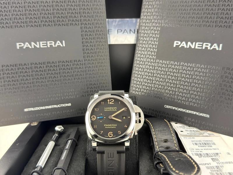 Panerai Luminor Marina 1950 3 Days PAM01359 PAM 1359 44mm Black Dial Box Paper: Condition: Pre-owned - Excellent,Bezel Color: Silver,Year Manufactured: 2010-2019,Band/Strap: Two-Piece Strap,Case Color: Silver,Caseback: Exhibition,Department: Men,Watch Shape: Cushion,Style: Dress/