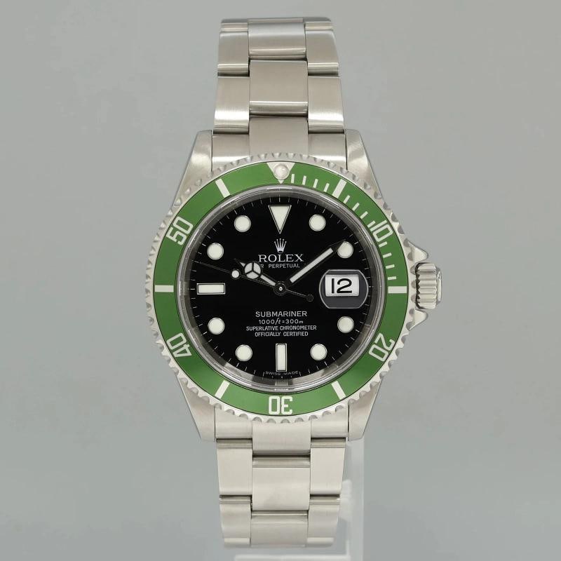 2007 MINT Rolex Kermit Green Anniversary 40mm Submariner 16610LV Watch Box - 2