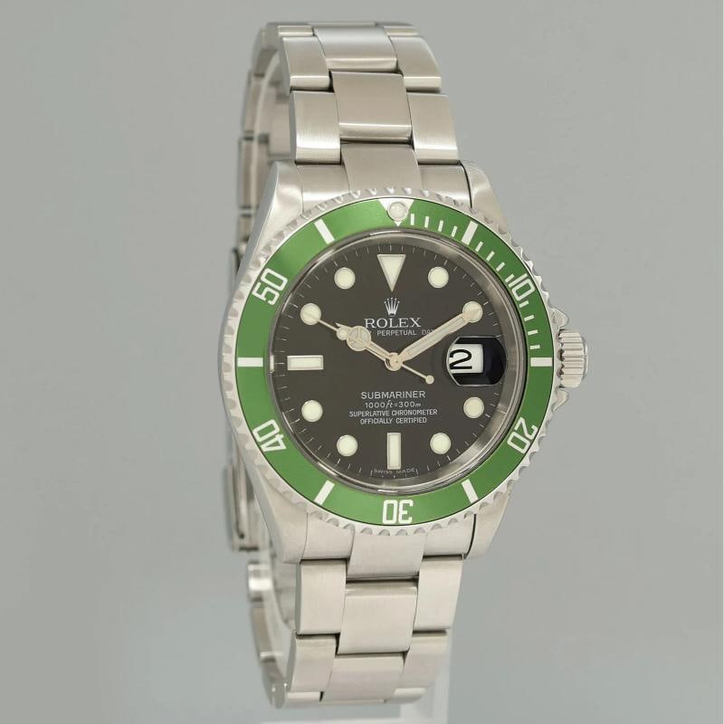 2007 MINT Rolex Kermit Green Anniversary 40mm Submariner 16610LV Watch Box - 3