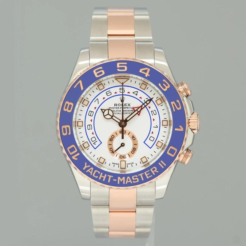 PAPERS MINT Rolex Yacht-Master II 116681 Steel Everose Gold Mercedes Hands Watch - 2