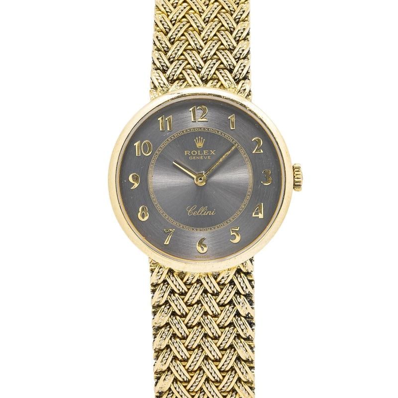Rolex Cellini Geneve 4378 18K Yellow Gold Slate Dial Manual Winding Watch 26mm: Condition: Pre-owned - Good: This item has been gently used but is in good condition. It might have a few signs of wear, like light scratches or tarnishing. All imperfections should be shown and descr