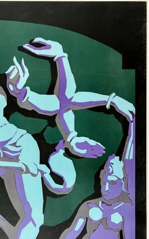Original Vintage Poster ELLORA SEE INDIA Art Deco Indian Travel Tourism OL Rare! - 3